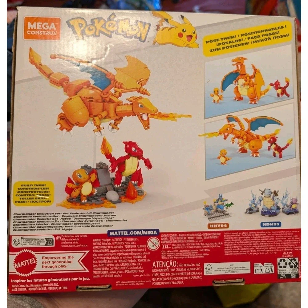 NIB Mega Construx Pokémon Charmander Evolution Set 313pcs Charizard Charmeleon